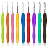 Kosweem Crochet Hooks Set, 9Pcs Aluminum Crochet Needles Soft Grip Handle, Crochet Hook Crochet Kits Suitable For Beginners Adul