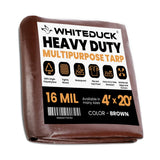 WHITEDUCK Super Heavy Duty Poly Tarp Cover 16 Mil & 10 Mil with Grommets and Reinforced Edges (Brown, White & Silver Black) (Bro