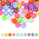 HARFINGTON 100pcs Random Light Color Acrylic Round Beads 10mm Dia 1.9mm Hole Plastic Resin Smooth Balls Loose Bead for Jewelry M