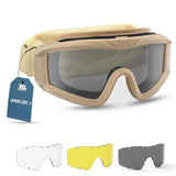 xaegistac Airsoft Goggles, Tactical Safety Goggles Anti Fog Military Eyewear with 3 Interchangable Lens for Paintball Riding Sho