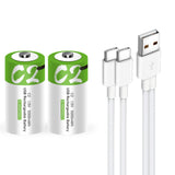 CAMELCELL C Batteries- 2 Pack Rechargeable C Batteries,5000mWh Lithium ion C Size Battery 1.5V with 2 in 1 USB A to Type C Charg