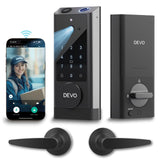Devo G1 Video Smart Lock with Camera&Doorbell, 6-in-1 Keyless Entry Door Lock Deadbolt with Handle Set, App Remote, Fingerprint 