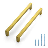 JOY DECOR 2 Pack Cabinet Handles, Gold Cabinet Pulls, 7-1/2 Inch Kitchen Handles Square Drawer Pulls Stainless Steel Drawer Hard