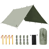 FREE SOLDIER Camping Tarp Waterproof Portable Multifunctional Outdoor Traveling Awning Backpacking Shelter Rain Tarp (Bean Green
