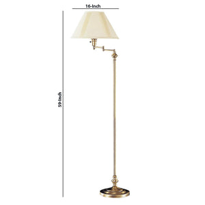 150 Watt Metal Floor Lamp With Swing Arm And Fabric Conical Shade