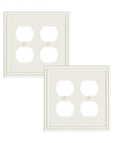 TREEWELL 2-Pack Double Duplex Outlet Cover, Light Almond Decorative Double Switch Plates and Outlet Covers for Electrical Outlet