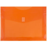 JAM PAPER Plastic Expansion Envelopes with Hook & Loop Closure - Letter Booklet - 9 3/4 x 13 with 2 Inch Expansion - Orange - 12