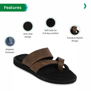 Ortho Joy Extra Soft Doctor Ortho Slippers For Men/Comfortable Regular Wear Slipper,Dark Brown,9,B0B9GZ8SYK