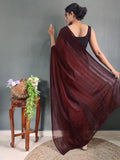 Satrani Womens Georgette Printed & Ready To Wear Saree With Unstitched Blouse Piece (3374S366Na_Maroon &Brown3)
