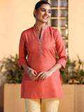 Libas Women'S Cotton Blend Solid Straight Kurtis (58254B Rust Rust L