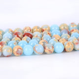 ALZLDYS 37pcs 10mm Natural Sky Blue Jasper Gemstone Smooth Beads Round Spacer Loose Stone Beads for Jewelry Making 15 1 Strand
