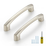 Ravinte Decor 5 Pack Kitchen Cabinet Handles 3-3/4 Inch Hole Center Drawer Pulls Curved, Brushed Nickel Cabinet Pulls for Dresse