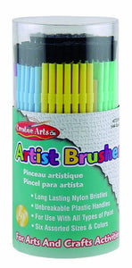 Charles Leonard Creative Arts Artist Paint Brushes, Plastic Handles With Nylon Bristles, 6 Assorted Sizes And Colors, 144-Pack T