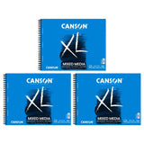 Canson XL Series Mix Media Pad, 14 x 17, White, 98 lb. (160gsm), 60 Sheets/Pad, Pack of 3 Pads, 180 Sheets Total