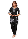 FABNEX Kurta Set for Women, Kurta Set for Women, Kurta Pants Set for Women, Kurta Pants Set for Women (K-115-117), Black, S