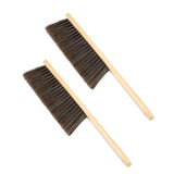 SNOMEL 2 Pieces Wooden Hand Broom Brush, Soft Bristle Cleaning Bench Brush, Wood Handheld Broom for Car Bed Sofa Fireplace Crevi