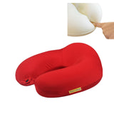 Orka Travel Memory Foam Spandex Solid High Back U Neck Pillow Red