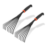 2 Pcs Gardening Hand Rake, 14.5 Alloy Steel Short Handle Shrub Rake for Soil Loosening, Planting and Spreading Mulch, Raking Flo
