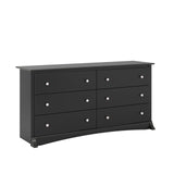 Prepac Double Drawer Dresser, 17.5 D x 59 W x 29 H, Black