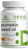 Pumpkin Seed Oil 3,000mg with Saw Palmetto, 240 Softgels - Cold Pressed Extract with Virgin Oil - Supports Prostate Health & Nor