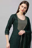 Gosriki Women'S Ruby Cotton Solid Straight Kurti With Palazzos & Dupatta Set (Label Green_S-Go_Green_Small),Green,,B09Q11MC84