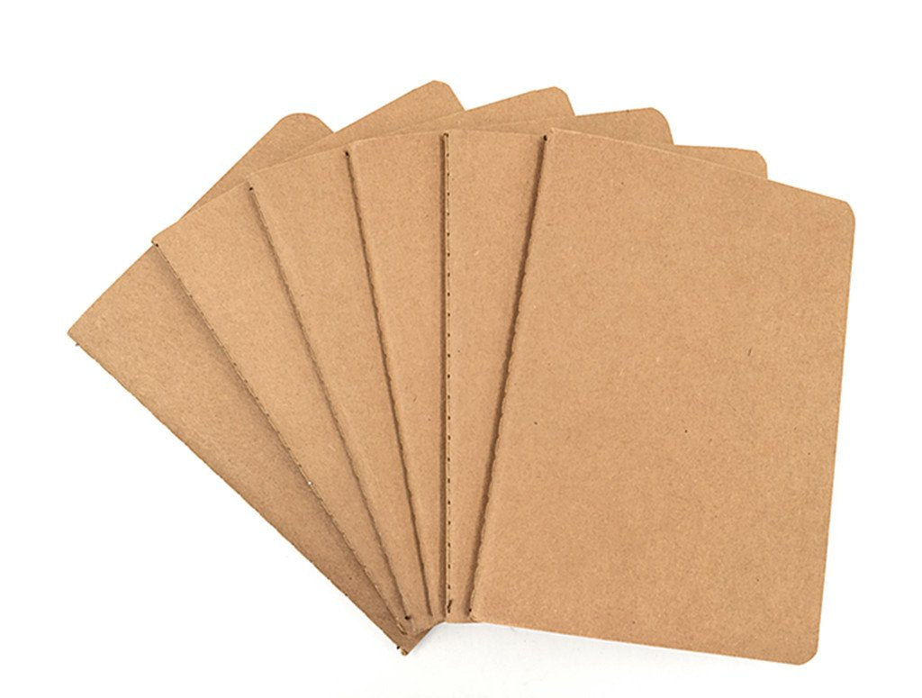 6pcs Travelers ' Notebook Thread-bound Journal Diary Memo Pad,A6 Size & 30 sheets(Gridding Pages)