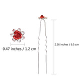 BETITETO 40 Pcs U-Shaped Flower Rhinestone Hair Pins Crystal Hair Accessories for Bridal Wedding Party Girls' Sweet Sixteen (Red