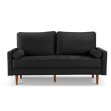 American Furniture Classics Black 69 Inch Wide Upholstered Two Cushion Sofa With Bolster Pillows Velvet, 69' X 32' X 37'