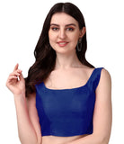 Pujia Mills Women's Silk Sleeveless Readymade Blouse (Sando_Navy Blue_36 Alterable)