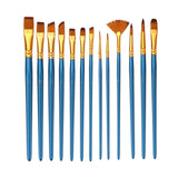 ATORSE 13pcs Paint Brushes Wooden Handle for Acrylic Painting Kids Amateur Blue