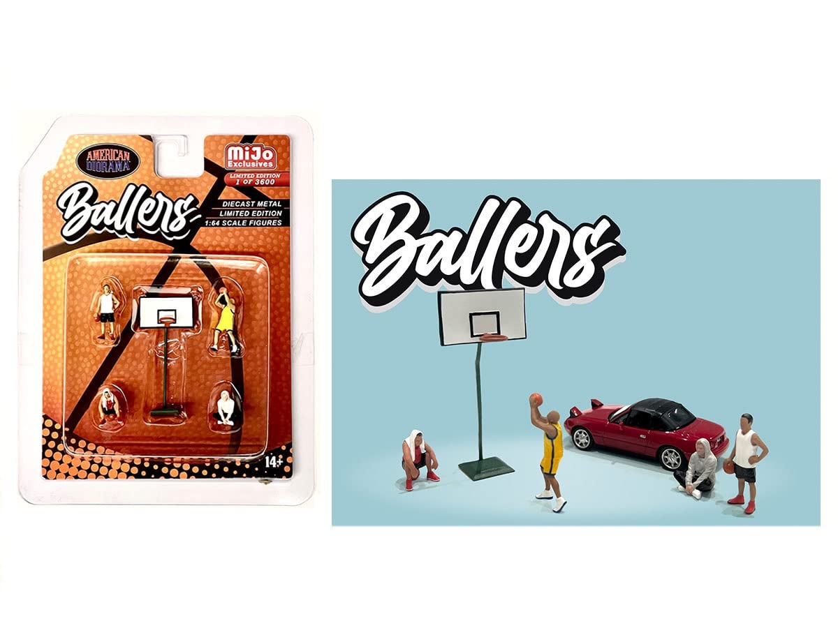 'Ballers'' 5 Piece Diecast Figure Set (4 Figures 1 Basketball Hoop) Limited Edition To 3600 Pieces Worldwide 1/64 Scale Models