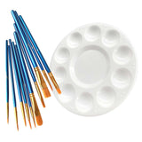 Paint Brushes Palette Set, 10pcs Nylon Hair Brushes and 1pcs Plastic Paint Palette, Combination Suitable for Oil, Acrylic and Wa