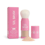 Sol Brush SPF 50 Mineral Sunscreen Powder, Broad Spectrum UVA/UVB Protection Sunscreen, Mess Free Brush On Applicator, Clean & C