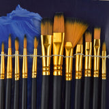 Design Connection Synthetic Assorted Hair Mix Paint Brushes Set Of 12 Professional Round Pointed Tip Nylon Hair Artist Acrylic P