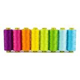 WonderFil Specialty Threads Spagetti, 3-Ply 100% Long Staple Double-Gassed Egyptian Cotton, Tropics - Set of 8