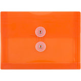 JAM PAPER Plastic Envelopes with Button & String Tie Closure - Index Size - 5 1/2 x 7 1/2 - Orange - 12/Pack