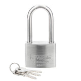 Fu Volante Stainless Steel Padlock, 304 Marine Series, Weatherproof & Rustproof Padlock for Outdoor use, 19/16 inch Wide, Long 