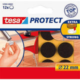 tesa UK Protect Anti-Scratch Self-Adhesive Felt, 22 mm - Brown, Pack of 12