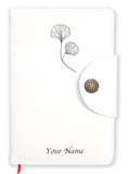 Brown Cloud Personalized White Soft Leather Finish Button Diary/Notebook/Journal With Customized Message/Quote/Name/Logo For Per