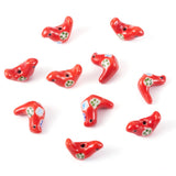 Boutigem 10Pcs Red Pigeon Porcelain Beads Pigeon with Flower Pattern Ceramic Beads Floral Bird Handmade Craft Beads Animal Space