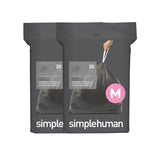 simplehuman Code M 40 Count, Genuine Odorsorb Custom Fit Liners, Drawstring Odor Absorbing Trash Bags in Dispenser Packs, 45 Lit