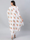 Anni Designer Women'S Georgette Anarkali Floral Printed Kurta With Pant & Dupatta (Clean-White_S_White_Small),White,S,Georgette,Anarkali,Dupatta