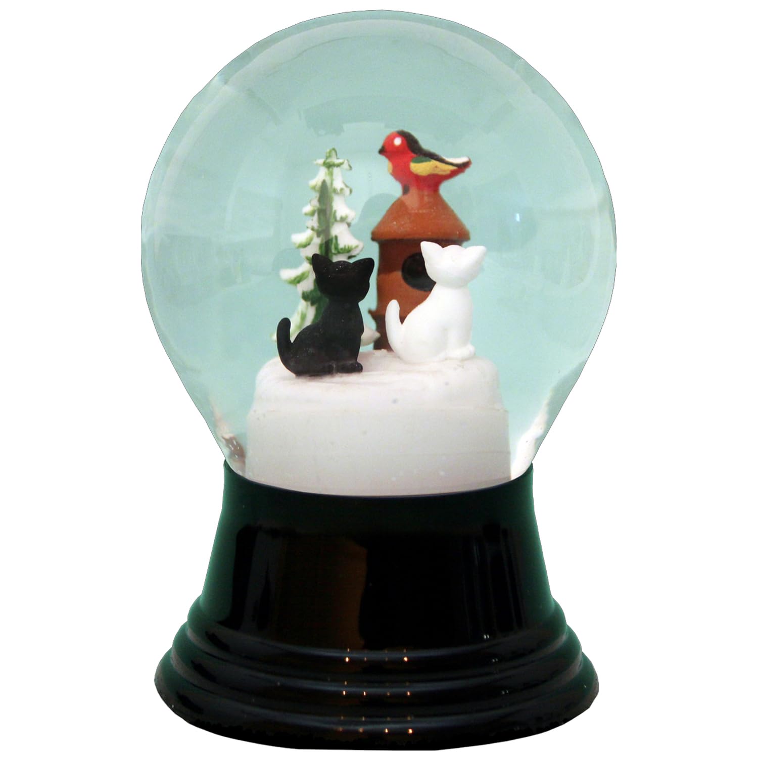 Alexander Taron Importer Pr1570 Perzy Snowglobe-Medium Cats With Birdhouse-5' H W X 3' D, Green