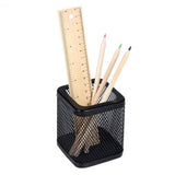 LRS Metal Mesh Square Tumbler Pen Stand Black Pen Pencil Tool Holder, Table Desk Organizer for Home and Office (Pack of 2)