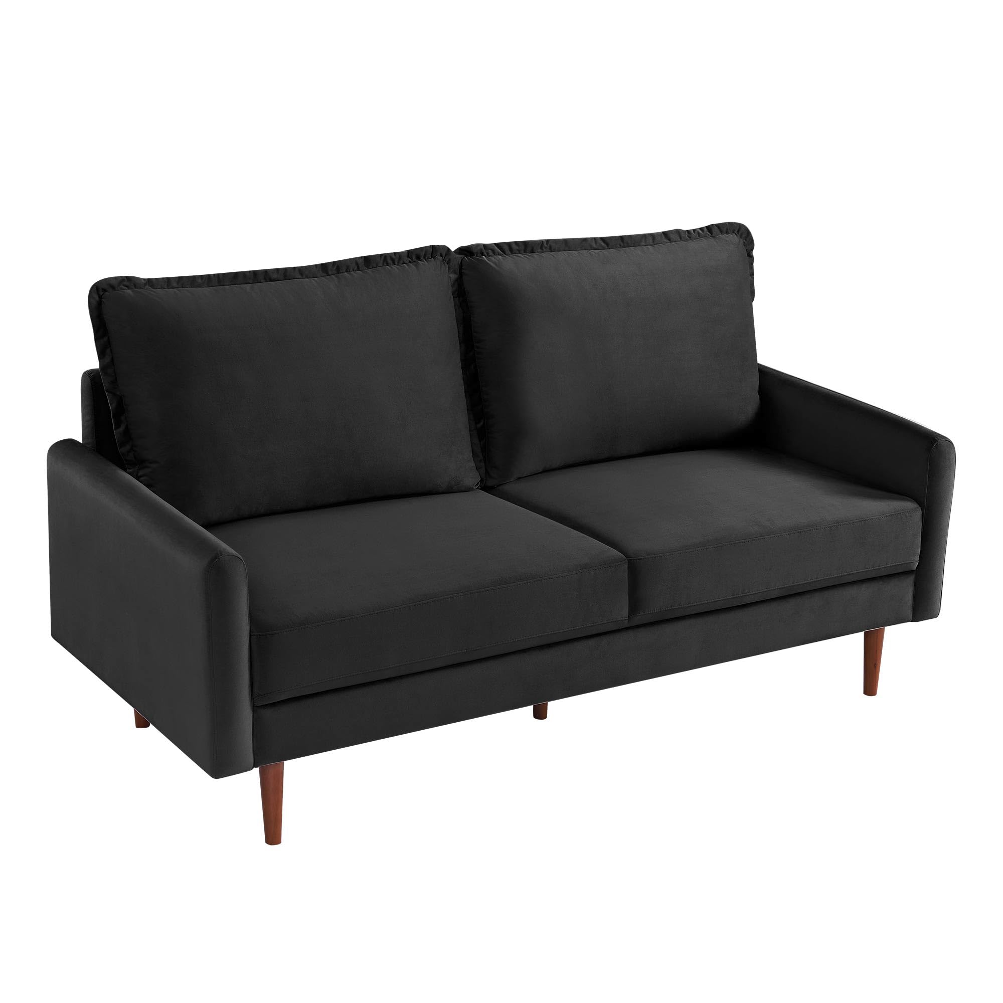 American Furniture Classics Black 69 Inch Wide Upholstered Two Cushion Sofa With Cambered Arms Velvet, 69' X 32' X 39'