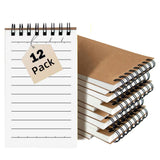 12Pack Pocket Notebooks, 3x5 Inch 60 Sheets/120 Pages 9MM Wide Ruled Mini Kraft Spiral Notebook, Small Notepads, Top Bound Pocke