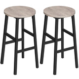 MAHANCRIS Bar Stools, Set of 2 Round Bar Chairs with Footrest, 24.4 Inch Kitchen Breakfast Bar Chairs, Industrial Bar Stools, Ea