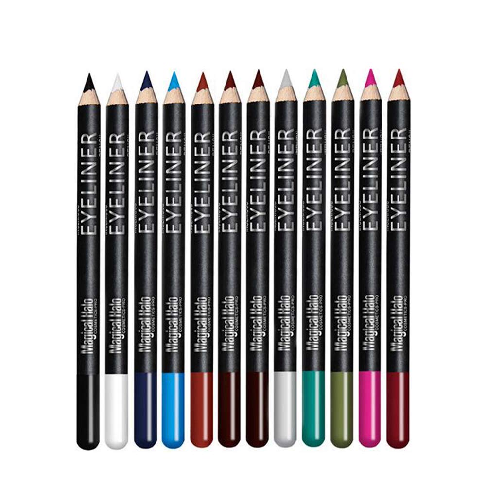 Eye Liner Pencil Set - 12 Assorted Colors Natural Matte Long Lasting Hypoallergenic Eyeliners Eye Makeup Soft Crayon Pencils (Bl