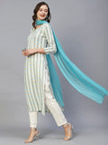 Gosriki Women'S Cotton Blend Straight Printed Kurta With Pant & Dupatta (April-Sky Blue-Cgd-Gs_L_Sky Blue_Large),Blue,,B0C6GY67HJ