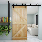 CCJH 11FT Ceiling Mount Bracket Sliding Barn Door Hardware Kit Black,Strong Bearing, Low Ceiling L-Shape Bracket System, Fit 66 